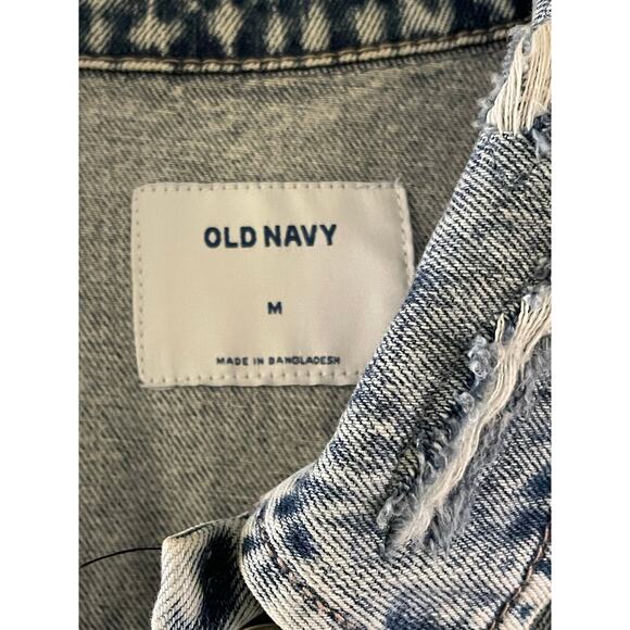 Old Navy Distressed Denim 100% Cotton Jean Jacket Medium - Picture 4 of 13